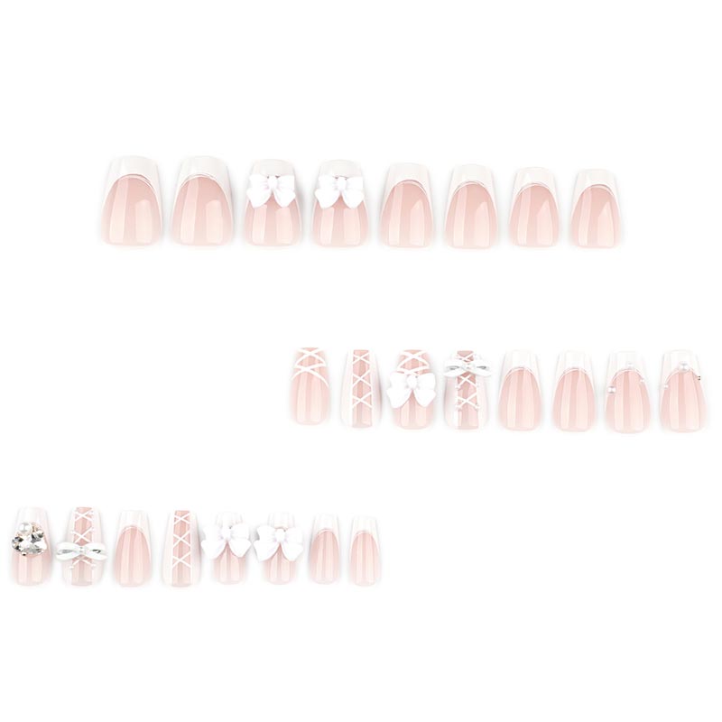 StarNagel Square Nägel in Weiß mit 3D Schleifen