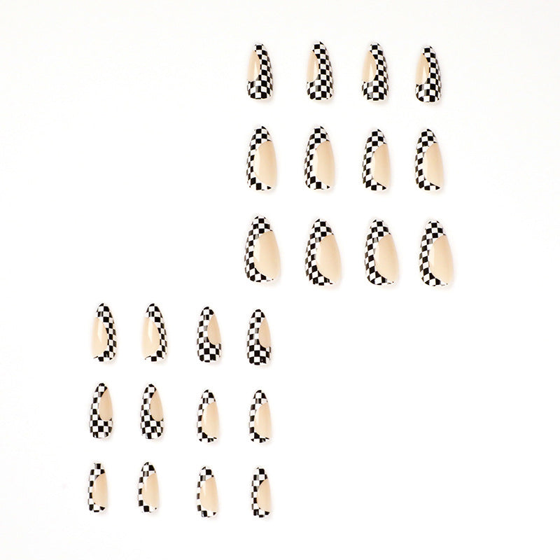 StarNagel Stiletto Nägel in Gelb mit Schachbrettmuster Minimalistisch