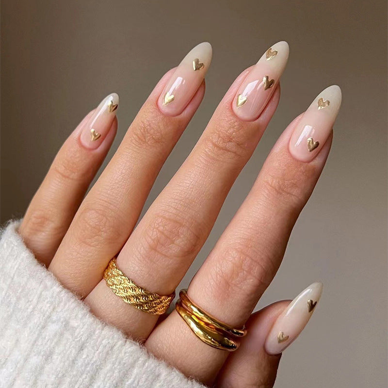 StarNagel Stiletto Nägel in Nude mit Minimalistischem French und Herz