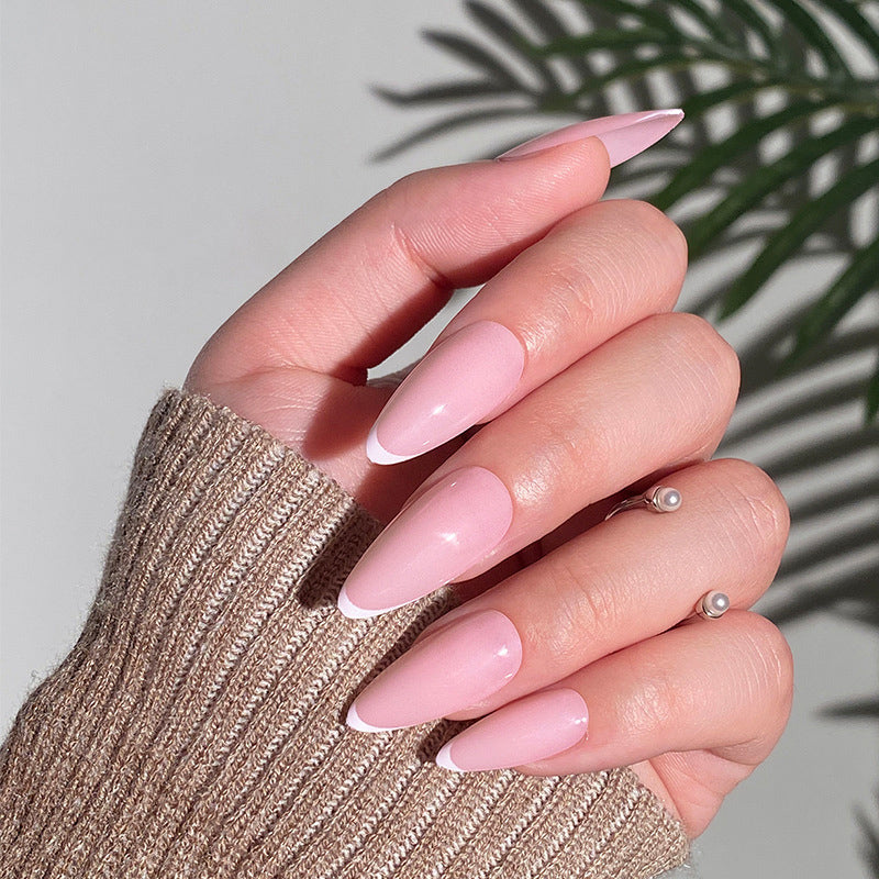 StarNagel Stiletto Nägel in Rosa mit Minimalistischem Weißem French