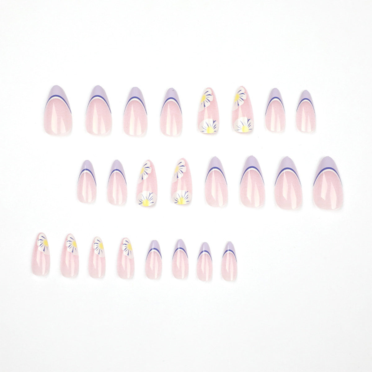 StarNagel Stiletto Nägel in Rosa und Lila mit kleinen Blumen