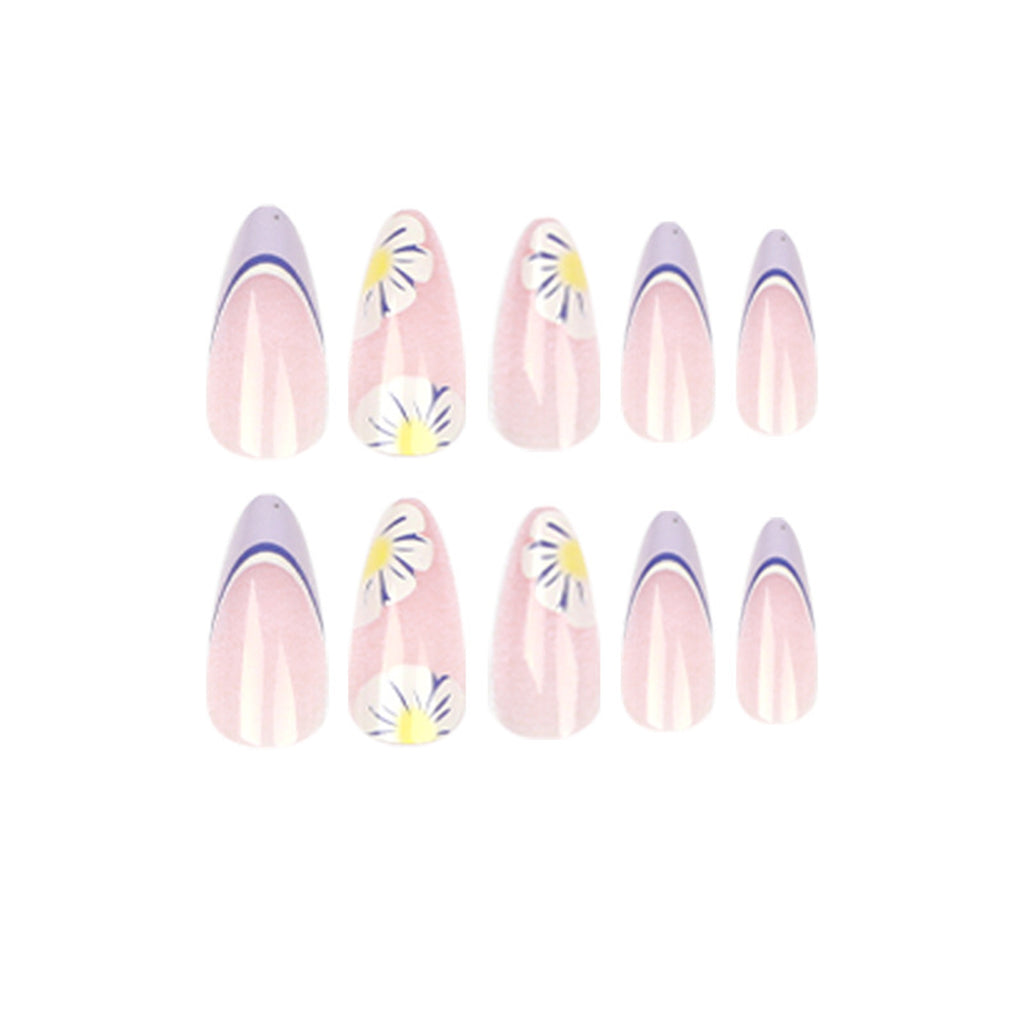 StarNagel Stiletto Nägel in Rosa und Lila mit kleinen Blumen