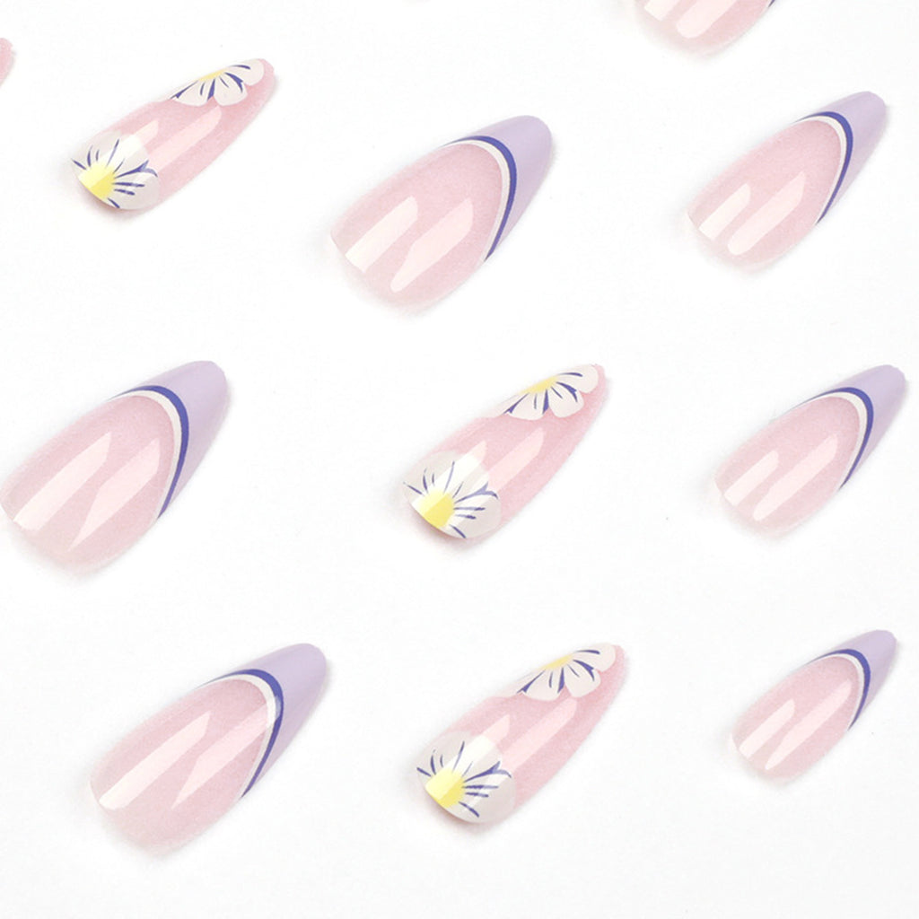 StarNagel Stiletto Nägel in Rosa und Lila mit kleinen Blumen