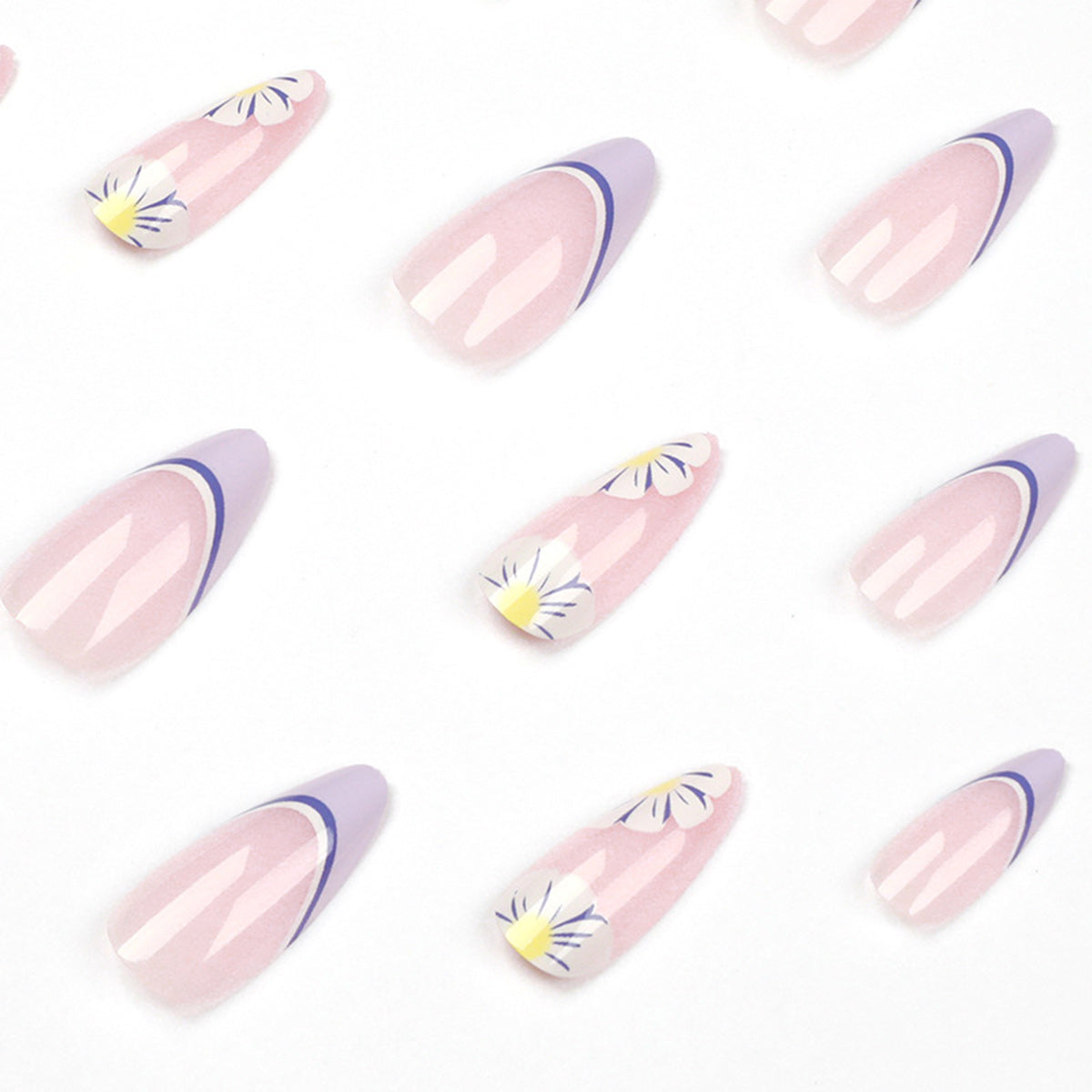 StarNagel Stiletto Nägel in Rosa und Lila mit kleinen Blumen