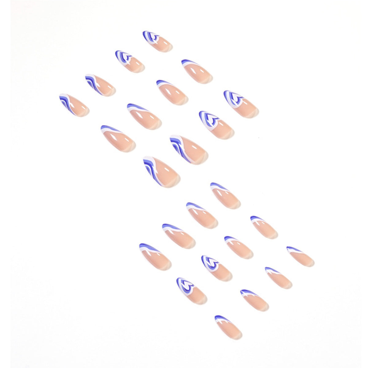 StarNagel Stiletto Nägel mit Herz, weißen und lilafarbenen Wellenrändern