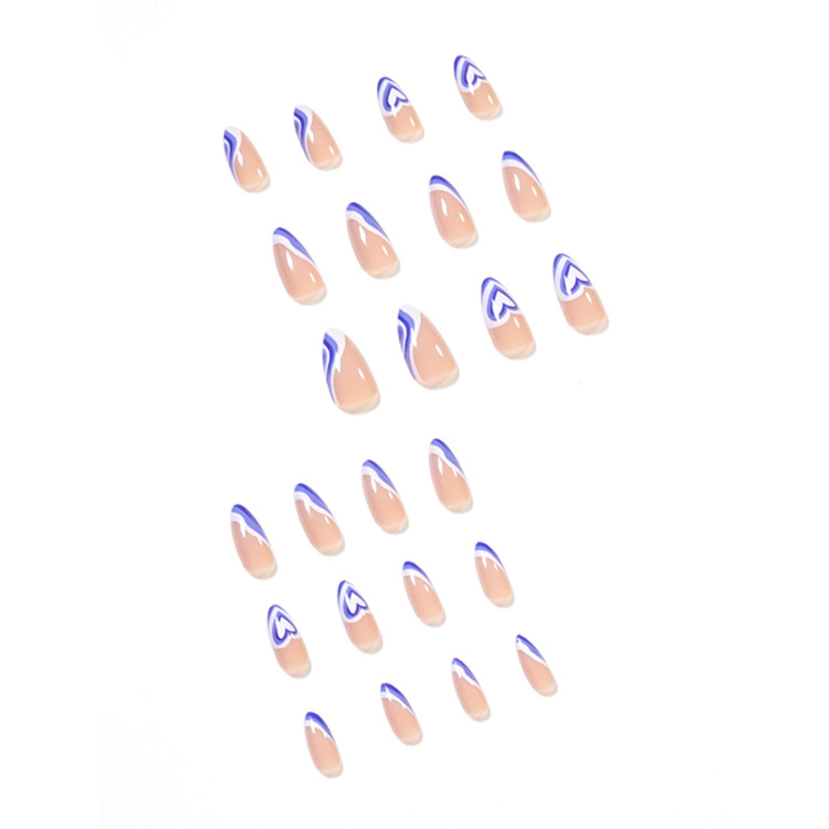 StarNagel Stiletto Nägel mit Herz, weißen und lilafarbenen Wellenrändern