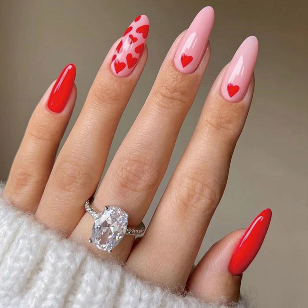 StarNagel Stiletto Nägel mit pinken Herzen