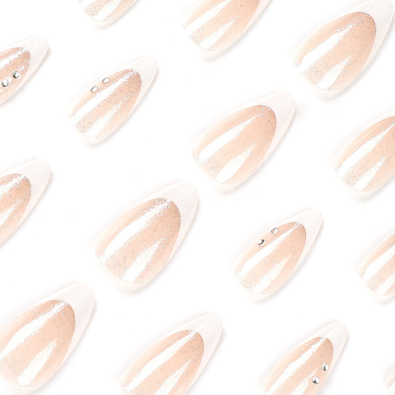 StarNagel Stiletto Nägel in Weiß mit French und Silbernen Sternen