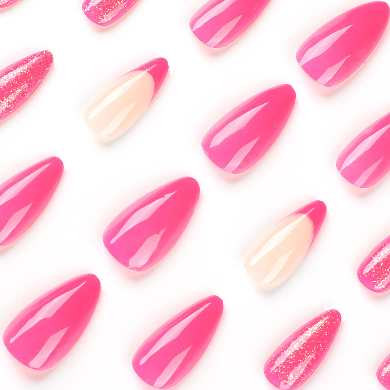 StarNagel Stiletto Nägel mit Magentafarbenem French und Glitzer
