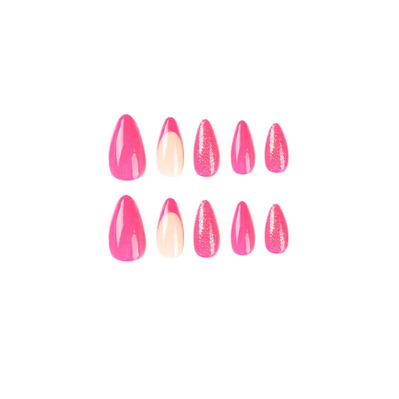 StarNagel Stiletto Nägel mit Magentafarbenem French und Glitzer