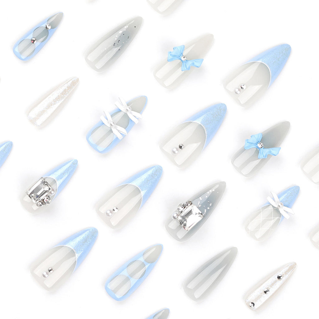 StarNagel Stiletto Nägel mit Strass Schleife French Maniküre