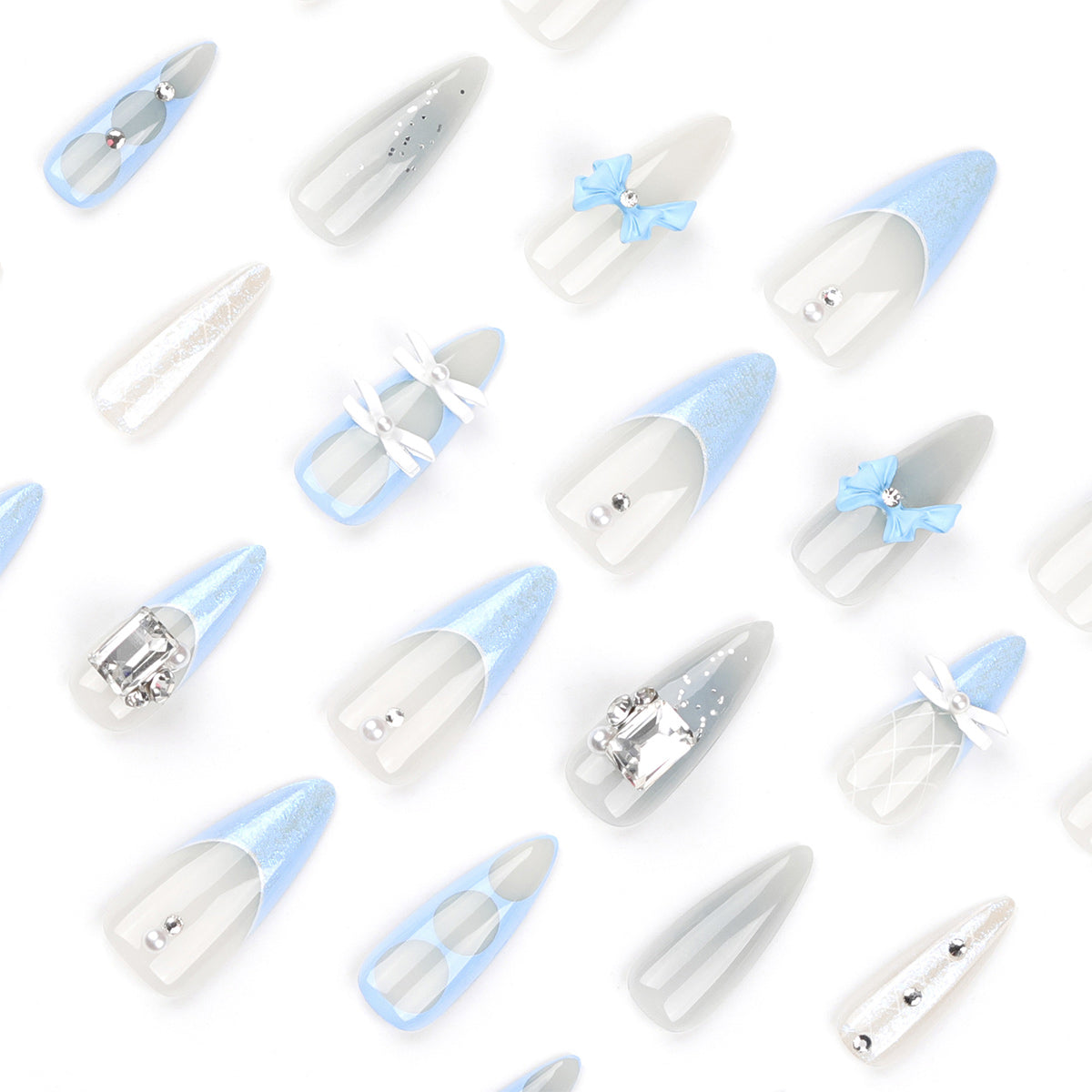 StarNagel Stiletto Nägel mit Strass Schleife French Maniküre