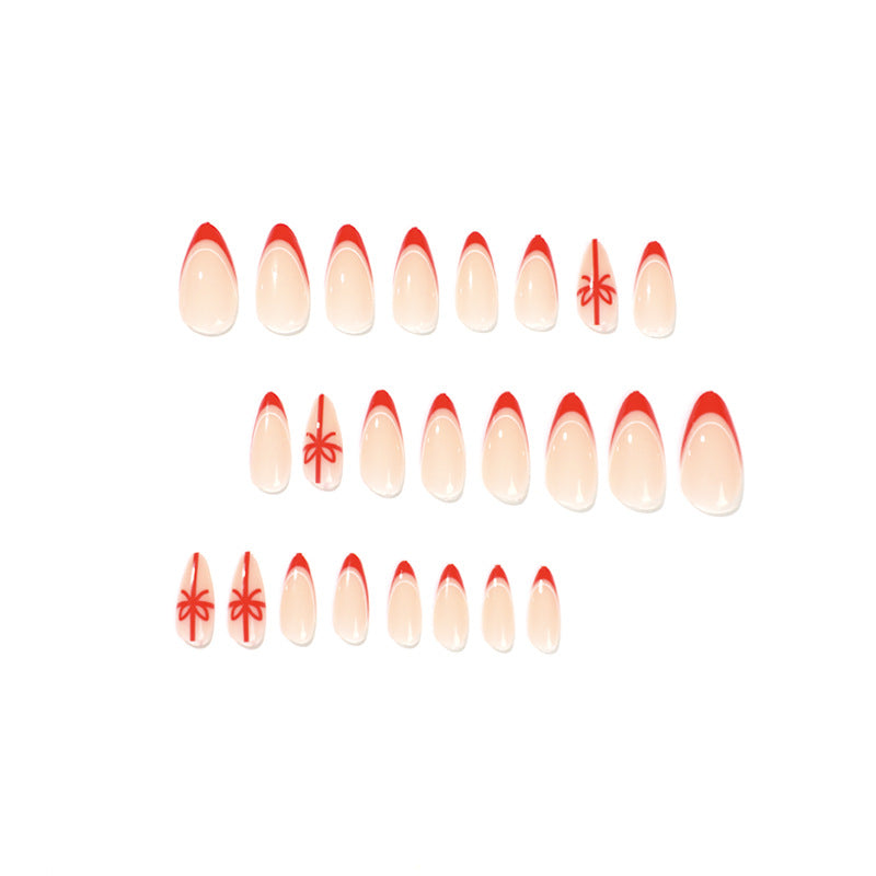 StarNagel Stiletto Nägel Weihnachtsdesign mit Rotem French und Schleifen