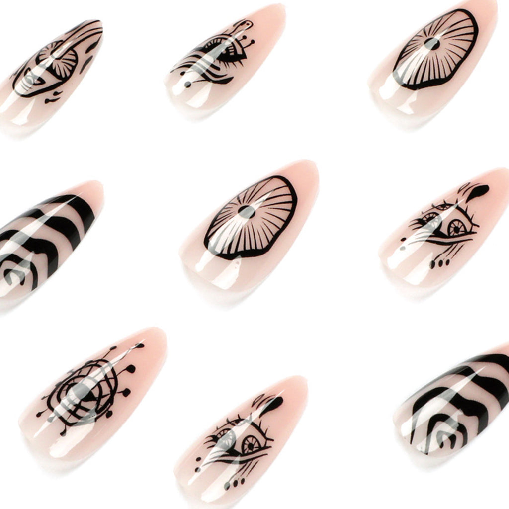 StarNagel Stiletto Nägel mit Augen-Wellenlinien