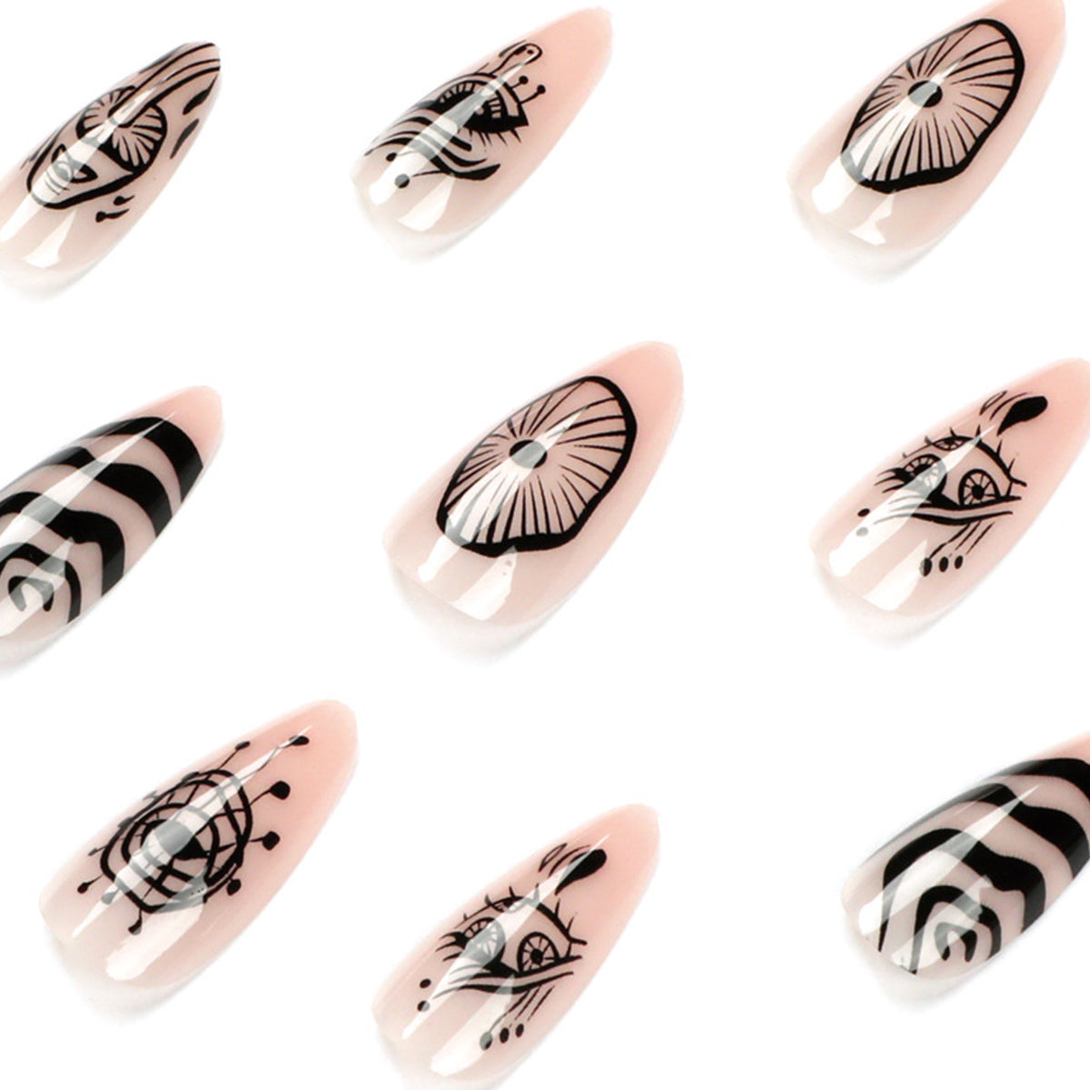 StarNagel Stiletto Nägel mit Augen-Wellenlinien