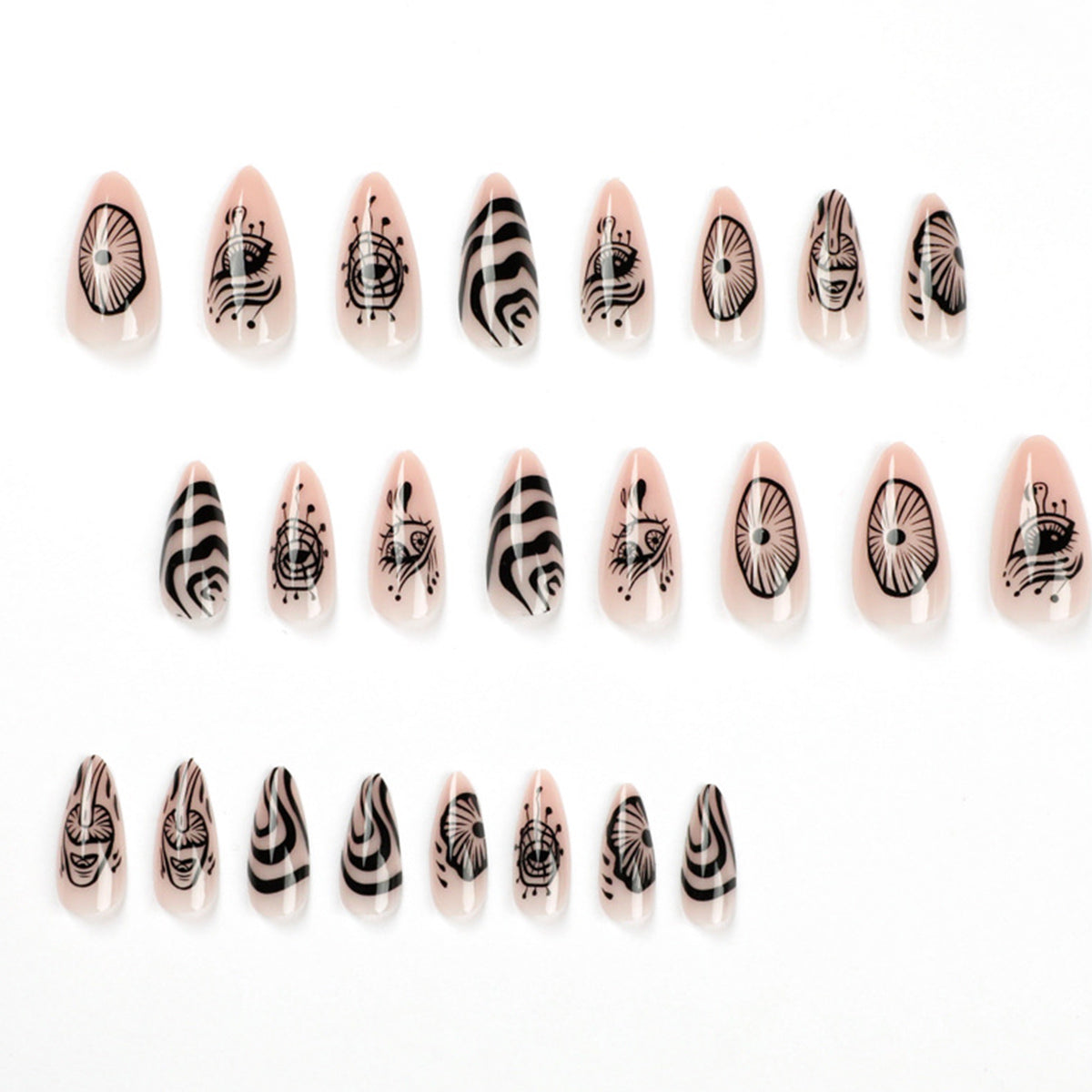 StarNagel Stiletto Nägel mit Augen-Wellenlinien